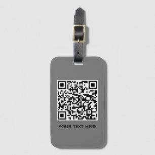 Etiqueta Para Maletas Añadir su propio código QR Escaneo de texto Gris m