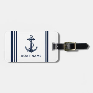 Etiqueta Para Maletas Ancla azul marino de barco náutico personalizado