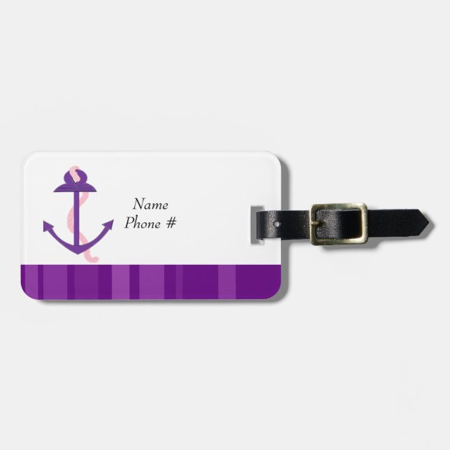 Etiqueta Para Maletas Ancla Morada (Frente Horizontal)