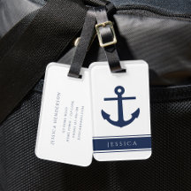 Ancla Náutica Azul Marino con Nombre Personalizado