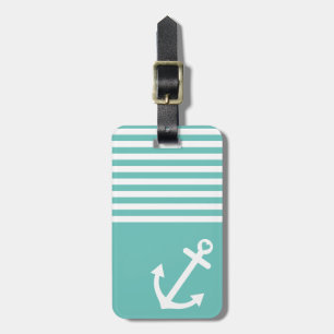Etiqueta Para Maletas Anclaje de amor Verde azulado ligero Nautical