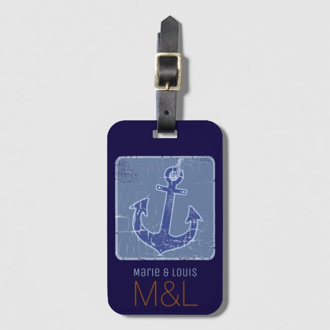 Etiqueta Para Maletas anclaje de barco náutico / crucero personalizado (Anverso vertical)