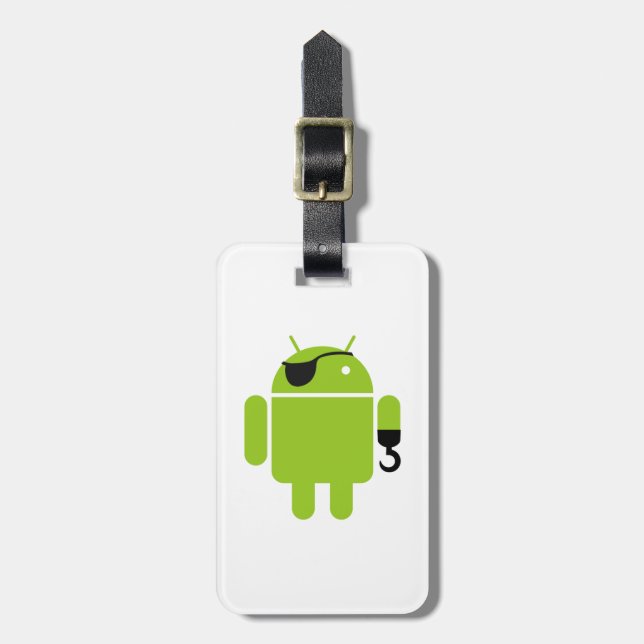 Etiqueta Para Maletas Android Robot Pirate Style (Frente Vertical)