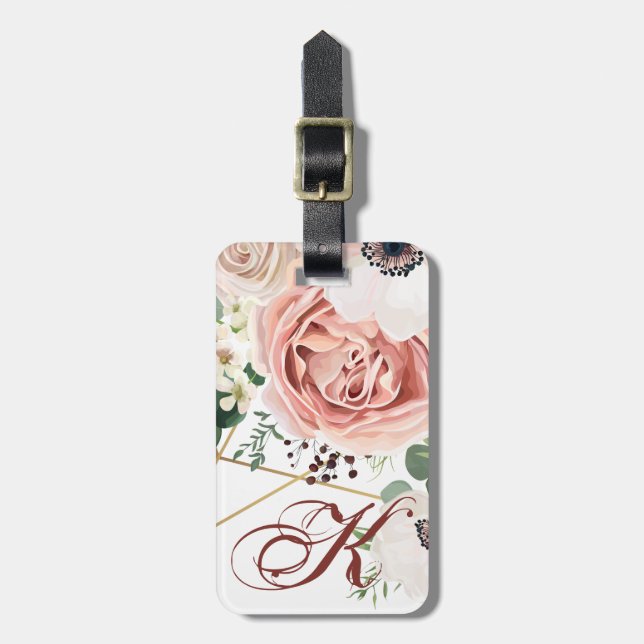 Etiqueta Para Maletas Ane subió jardín geométrico personalizada de la (Frente Vertical)