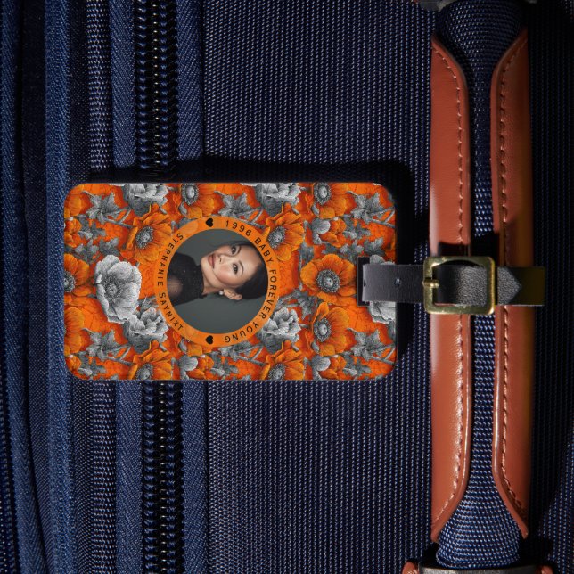 Etiqueta Para Maletas Anémonas Lindas Cumpleaños Personalizado (Anverso In situ 4)