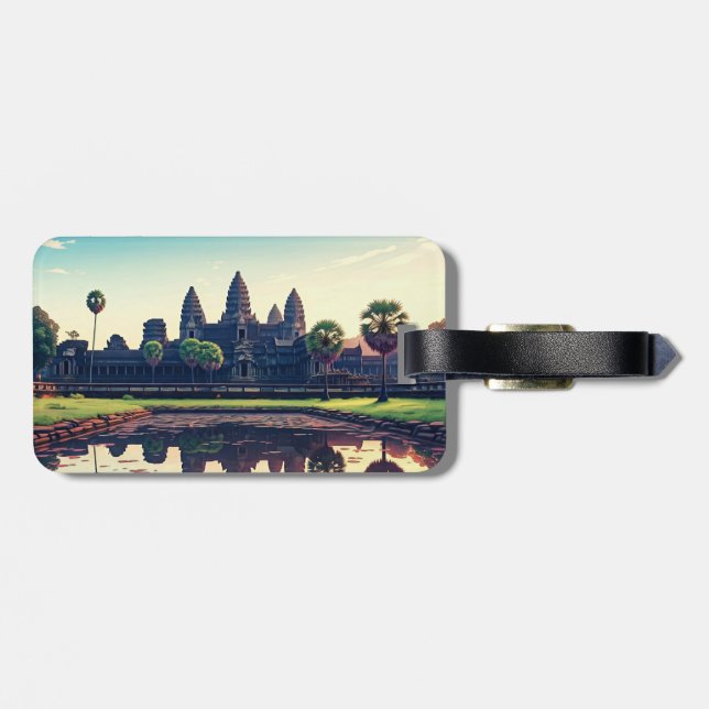 Etiqueta Para Maletas Angkor Wat Camboya al amanecer (Atrás Horizontal)