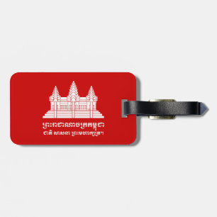 Etiqueta Para Maletas Angkor Wat Camboyan / Bandera Jemer con Motto