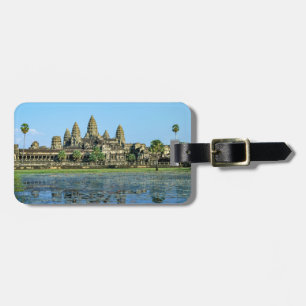 Etiqueta Para Maletas Angkor Wat y reflejo en el lago - Camboya