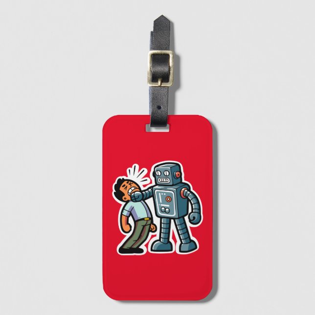 Etiqueta Para Maletas Angry Robot (Anverso vertical)