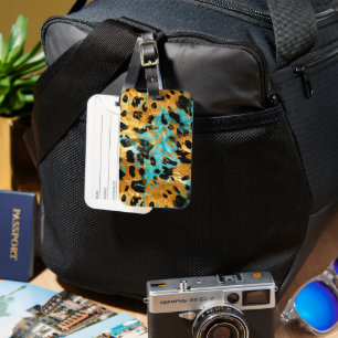 Etiqueta Para Maletas Animal del Leopardo Negro de Aqua Gold