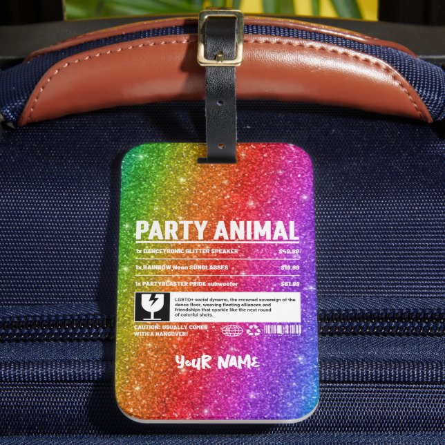 Etiqueta Para Maletas Animal Fiesta del orgullo LGBTQ personalizado (Anverso In situ 2)