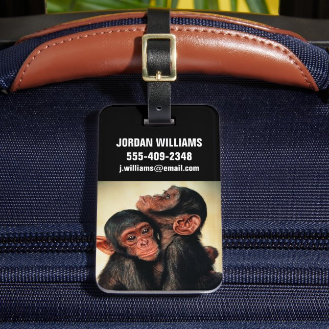 Etiqueta Para Maletas Animales de bebé más afectados | Chimpanzee Hug (Anverso In situ 2)