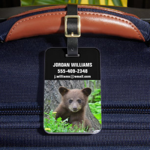 Etiqueta Para Maletas Animales de bebé más afectados Cubo de oso marró
