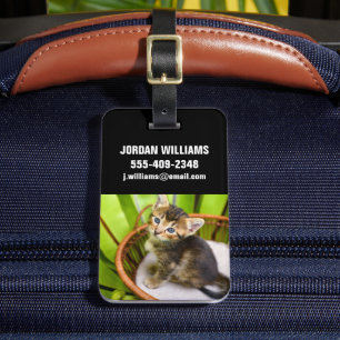 Etiqueta Para Maletas Animales de bebé más afectados   Gatito en canasta