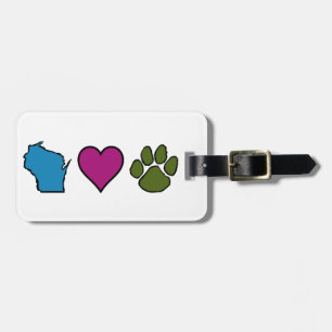 Etiqueta Para Maletas Animales de los corazones de Wisconsin