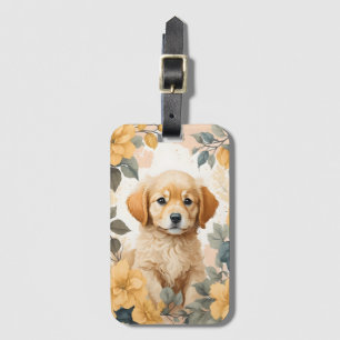 Etiqueta Para Maletas Animales para bebés   Cachorro de Golden Retriever