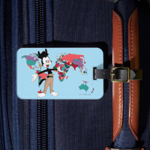 Etiqueta Para Maletas Animaniacs Gráfico del Mapa Mundial de Yakko