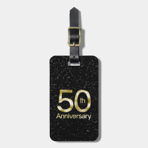 Etiqueta Para Maletas Aniversario atractivo del oro 50.o