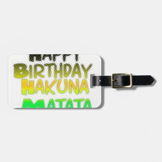 Etiqueta Para Maletas Aniversario feliz lindo Hakunamatata Arte Inspirad (Frente Horizontal)