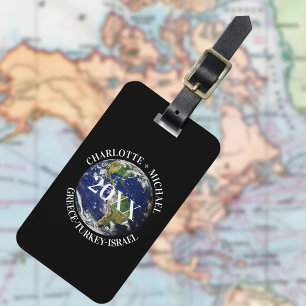 Etiqueta Para Maletas Año del mapa del mundo negro nombres de cruceros t