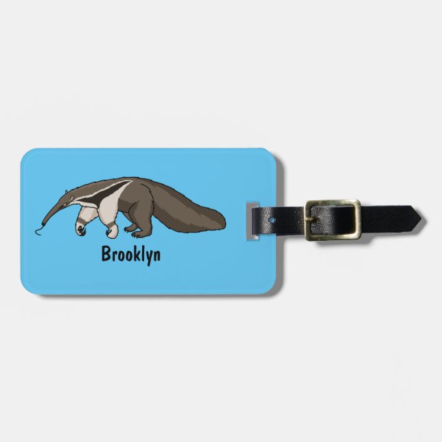 Etiqueta Para Maletas Anteater feliz personalizado ilustracion (Frente Horizontal)