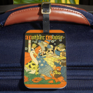 Etiqueta Para Maletas Antigua Madre Gansa leyendo libros a niños