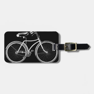 Etiqueta Para Maletas Antigüedad negra de la bicicleta del vintage/ciclo