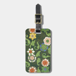 Etiqueta Para Maletas Antiguo patrón chino de cloisonné: jade verde