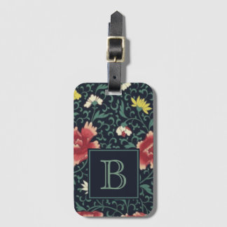 Etiqueta Para Maletas Antiguo Vintage Monograma Floral Bonito
