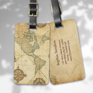 Etiqueta Para Maletas Antique Traveler Map