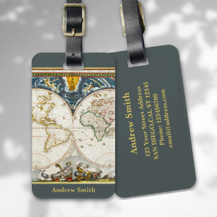 Etiqueta Para Maletas Antique Traveler Map Funny Travel