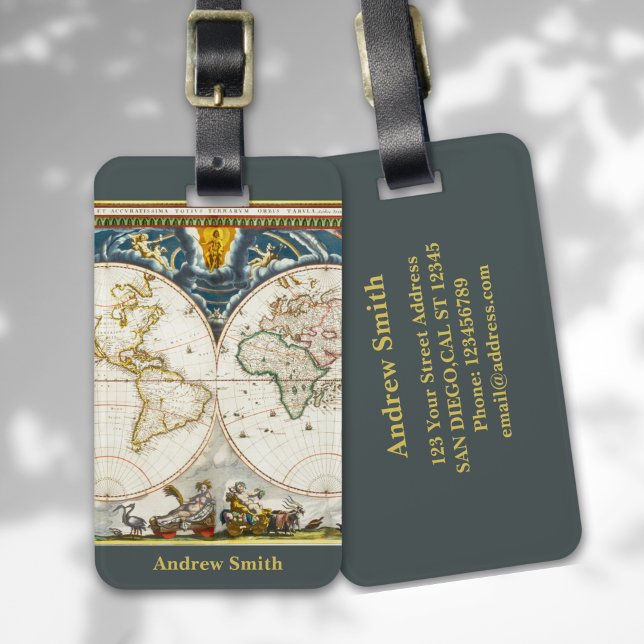 Etiqueta Para Maletas Antique Traveler Map Funny Travel (Subido por el creador)