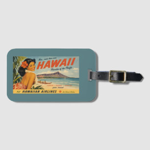 Etiqueta Para Maletas Anuncio de viaje hawaiano de estilo vintage