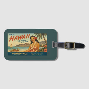 Etiqueta Para Maletas Anuncio de viaje hawaiano de estilo vintage