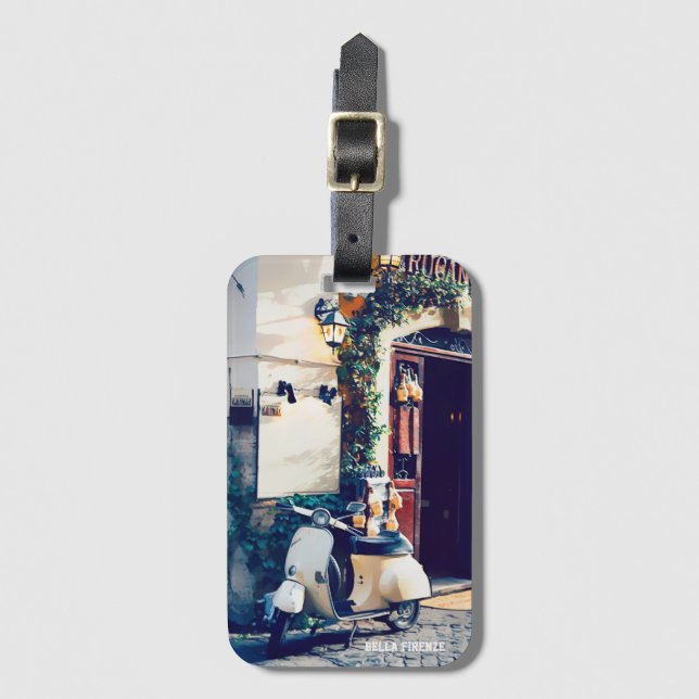 Etiqueta Para Maletas * AP12 Italia Scooter Florence Italiano Cobbleston (Anverso vertical)