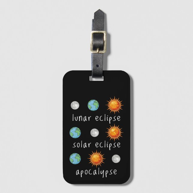 Etiqueta Para Maletas Apocalipsis divertido de eclipse lunar solar (Anverso vertical)