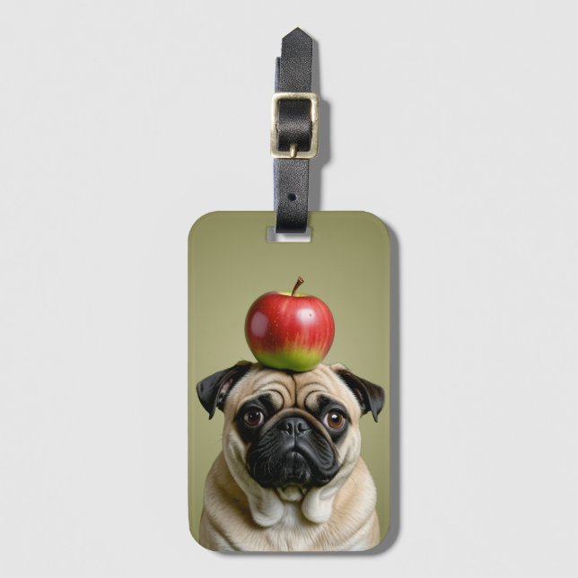 Etiqueta Para Maletas Apple Pug (Anverso vertical)
