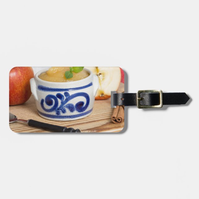 Etiqueta Para Maletas Applesauce con canela en tazón de gres (Frente Horizontal)