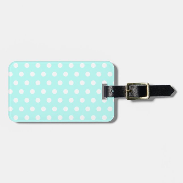 Etiqueta Para Maletas Aqua Pastel Polka Dot (Frente Horizontal)