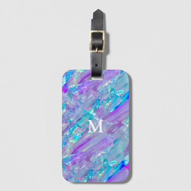 Etiqueta Para Maletas Aquamarina y Amethyst Crystal (Anverso vertical)
