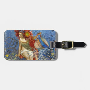 Etiqueta Para Maletas Aquarius Mermaid Arte Gótico Azul