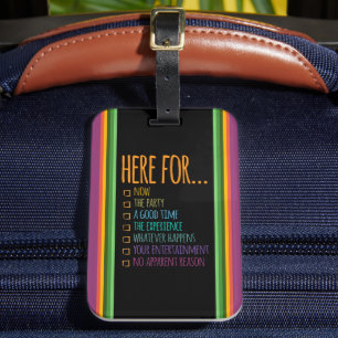 Etiqueta Para Maletas Aquí por ahora Stripes Gfx Black BG