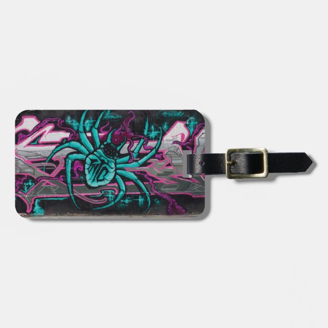 Etiqueta Para Maletas Araña turquesa malvada (Frente Horizontal)