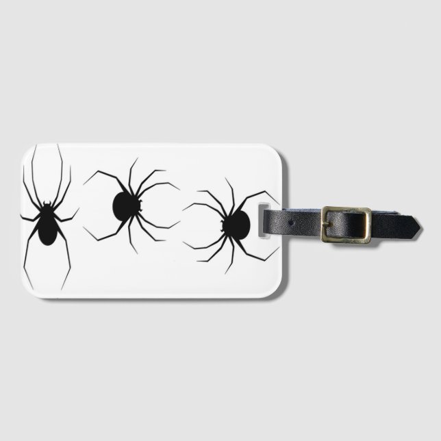 Etiqueta Para Maletas Arañas negras sobre blanco (Anverso horizontal)