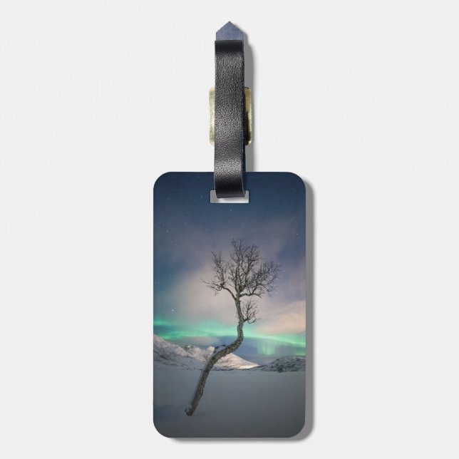 Etiqueta Para Maletas Árbol de luces boreales (Atrás Vertical)