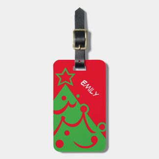 Etiqueta Para Maletas Árbol de Navidad personalizado de dos lados