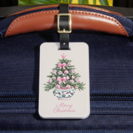 Etiqueta Para Maletas Árbol de Navidad Preppy Chinoiserie Personalizado