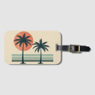 Etiqueta Para Maletas Árbol de palmeras tropicales retro/vintage