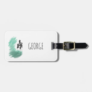 Etiqueta Para Maletas Árbol verde escandinavo arte simple menta moderna