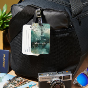 Etiqueta Para Maletas Árboles de oro verdes con Navidades de aves